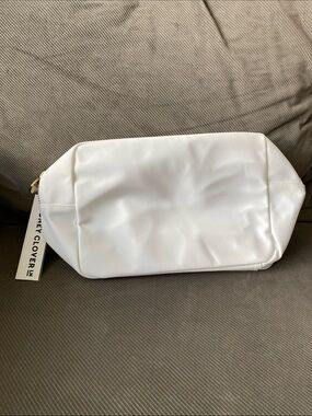 Stoney Clover Lane White Cosmetic Pouch with Gold Zipper
